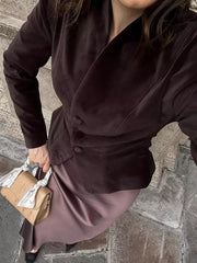 Casual Stand Collar Long Sleeve Fitted Vintage Blazer Jacket