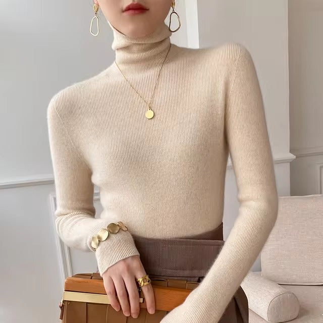 Casual Viscose Pullovers Turtleneck Warm Knitwear Sweater
