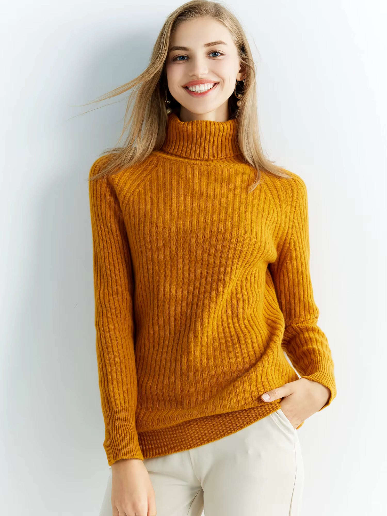 Casual Wool Turtleneck Pullover Cashmere Knitted Sweater