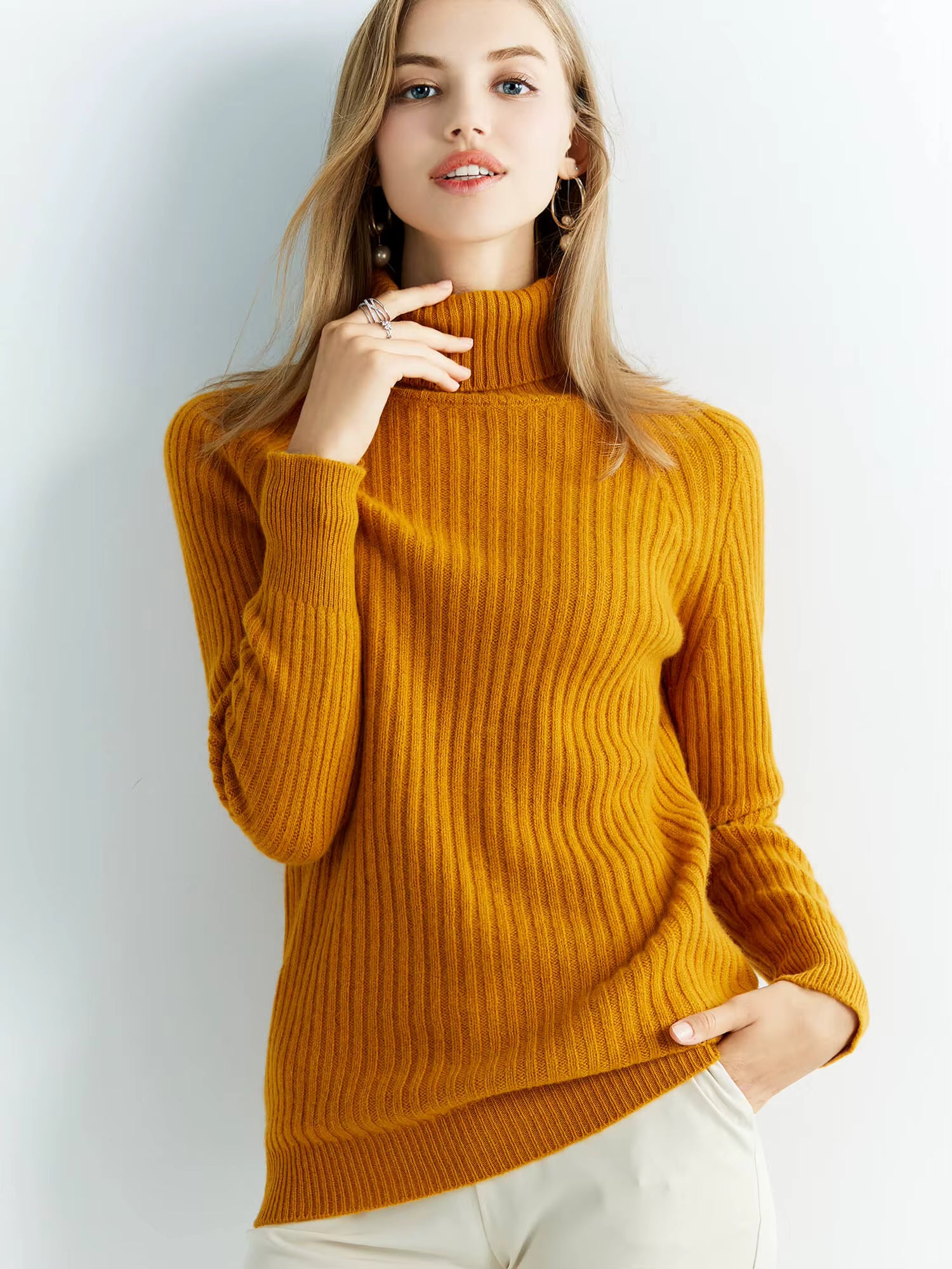 Casual Wool Turtleneck Pullover Cashmere Knitted Sweater