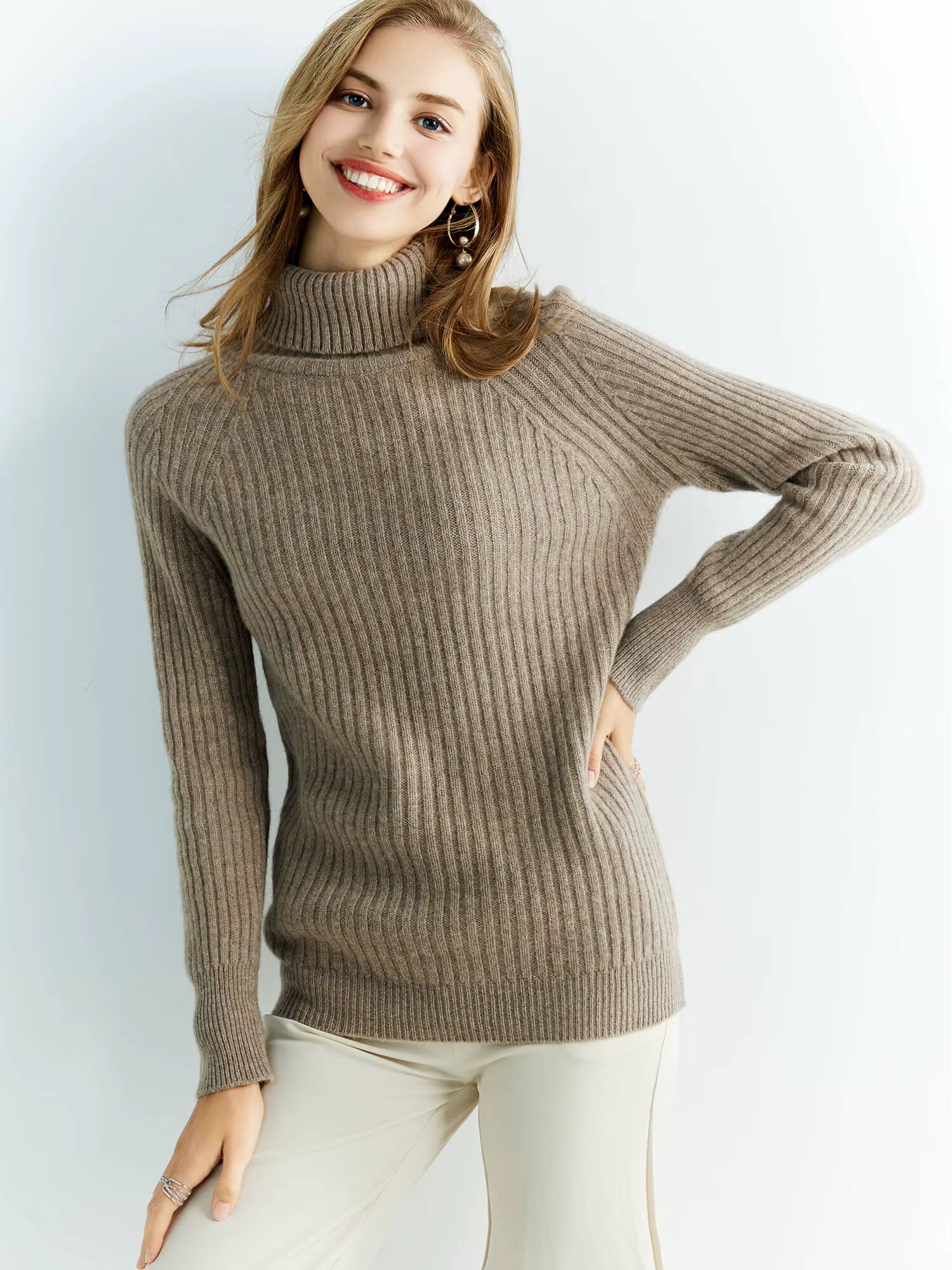 Casual Wool Turtleneck Pullover Cashmere Knitted Sweater