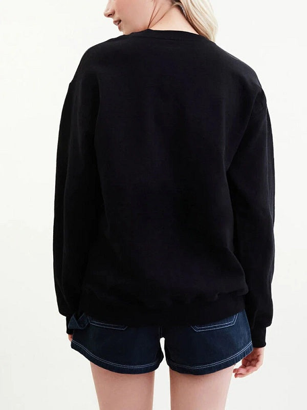 Casual Zodiac Graphic Letter Print Round Neck Long Sleeve Sweatshirts