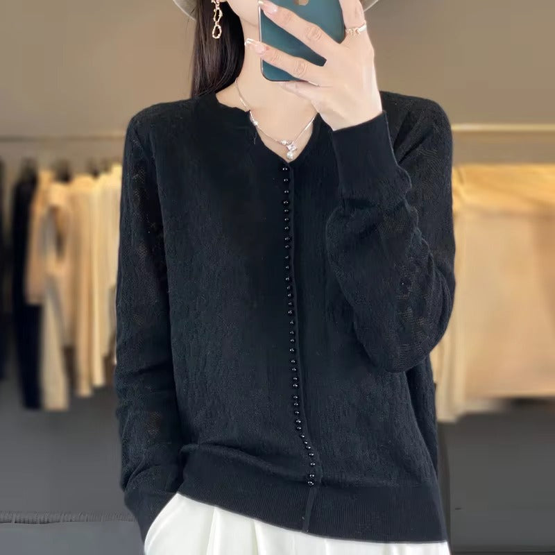 Casual knitted V- Neck pullover high quality Thin cashmere sweater