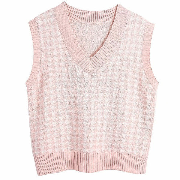 Causal Loose Print Sleeveless Knitwear