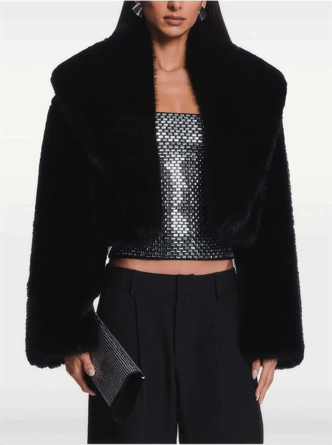 Causal Open Stitch Imitation Fur Lapel Long Sleeves Solid Color Versatile Coats