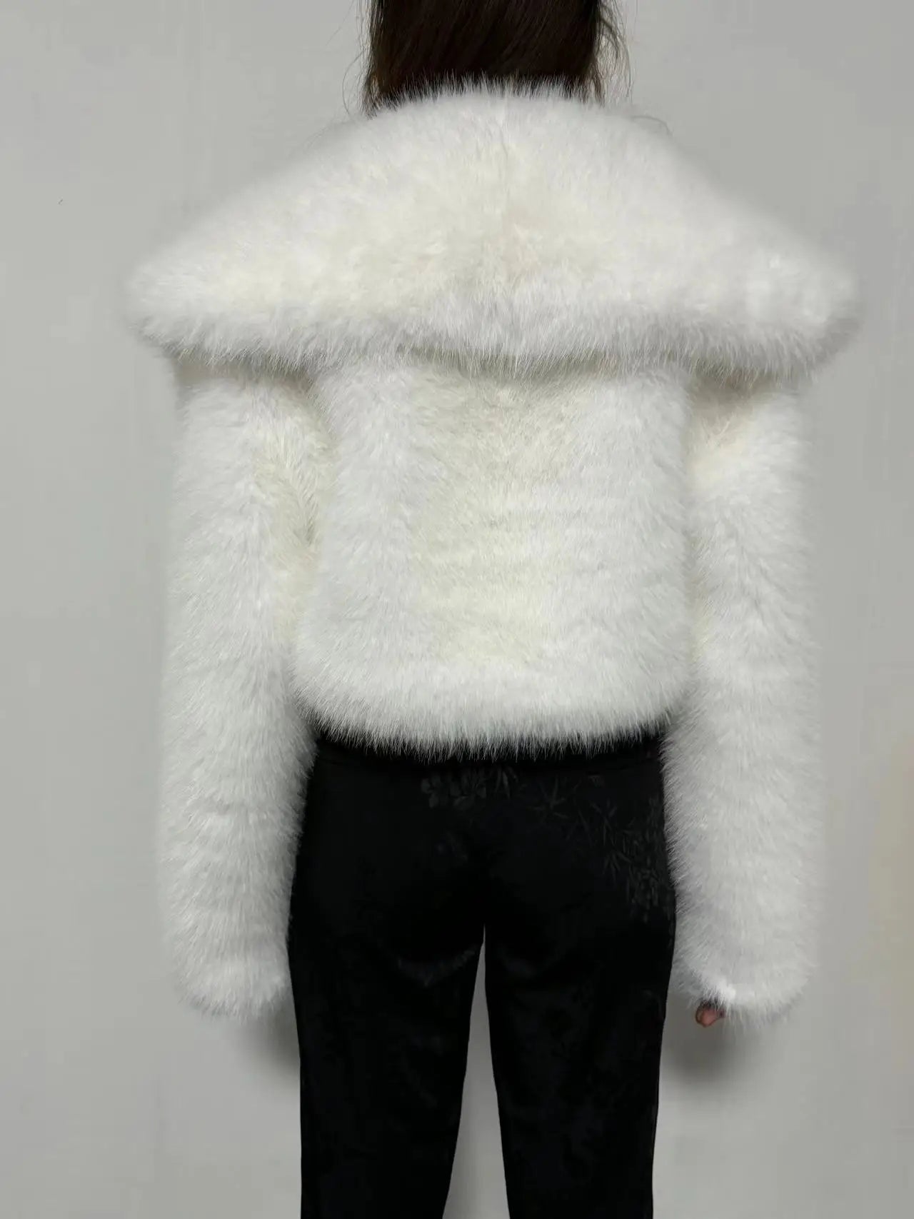 Causal Open Stitch Imitation Fur Lapel Long Sleeves Solid Color Versatile Coats