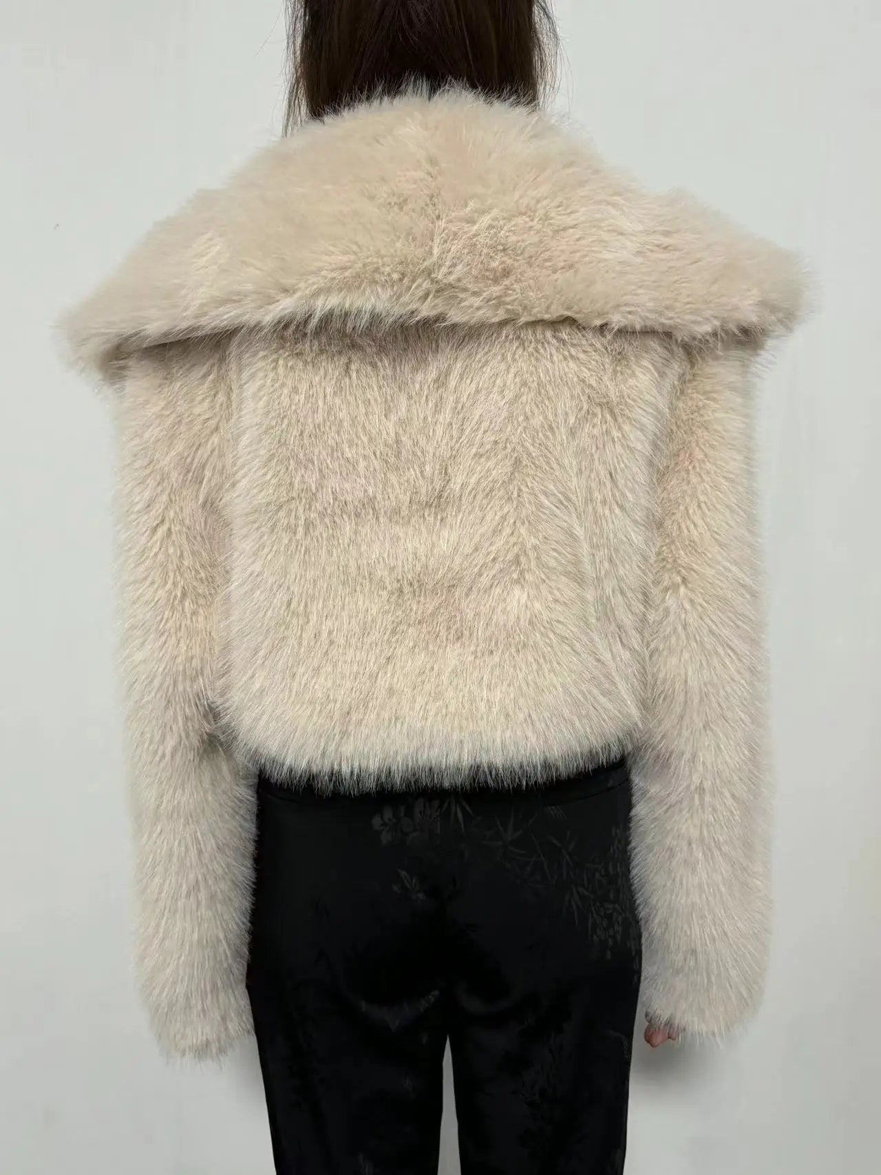 Causal Open Stitch Imitation Fur Lapel Long Sleeves Solid Color Versatile Coats