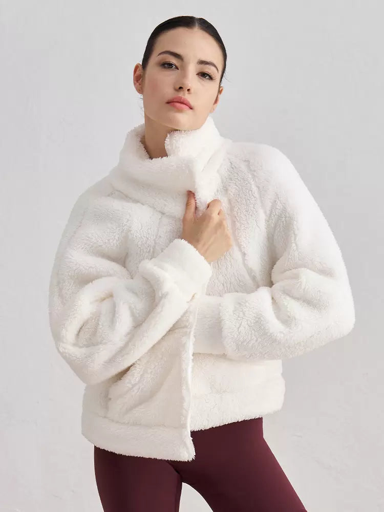 Chic High Collar Long Sleeves Faux Fur Elegant And Vintage Solid Coat