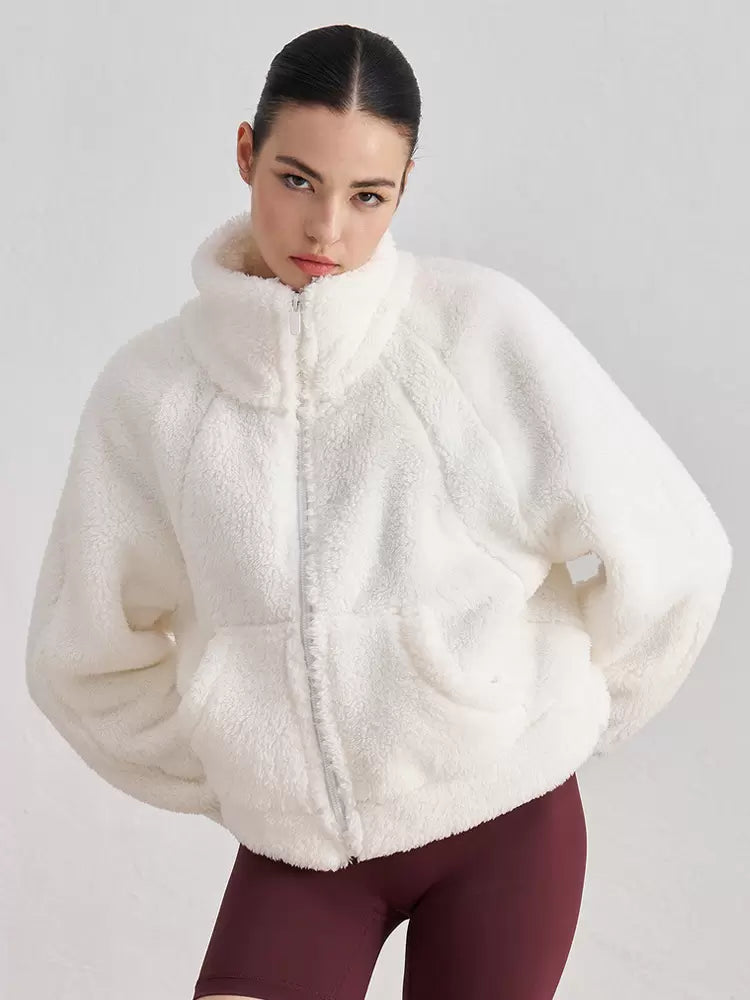 Chic High Collar Long Sleeves Faux Fur Elegant And Vintage Solid Coat