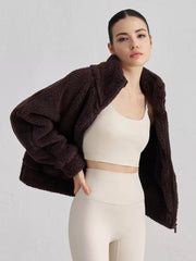 Chic High Collar Long Sleeves Faux Fur Elegant And Vintage Solid Coat