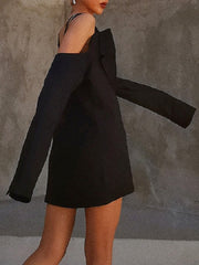 Chic Lapel Collar Cold Shoulder Blazer