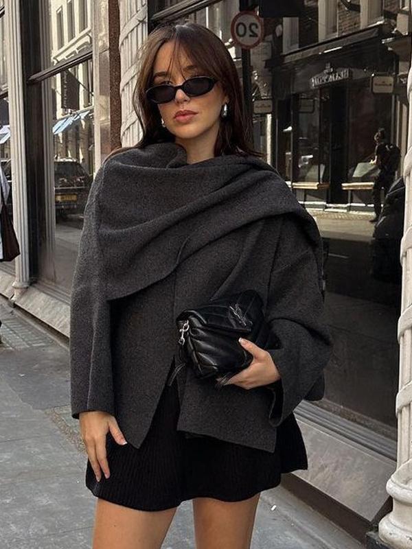 Chic Long Sleeves Asymmetrical Neck Cardigans Party Sweaters