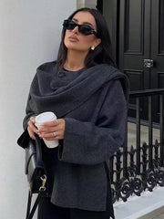 Chic Long Sleeves Asymmetrical Neck Cardigans Party Sweaters