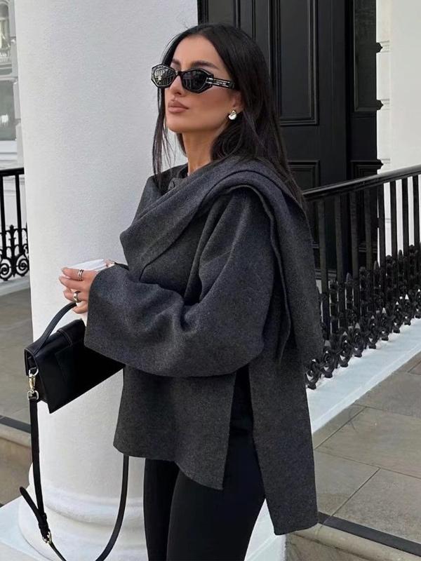 Chic Long Sleeves Asymmetrical Neck Cardigans Party Sweaters