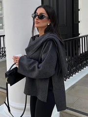 Chic Long Sleeves Asymmetrical Neck Cardigans Party Sweaters