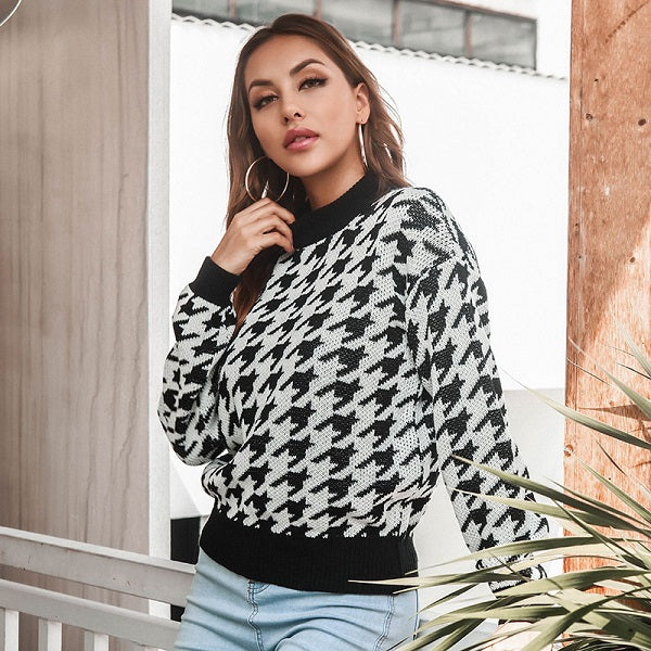 Chic Style Print Round Neck Knitwear