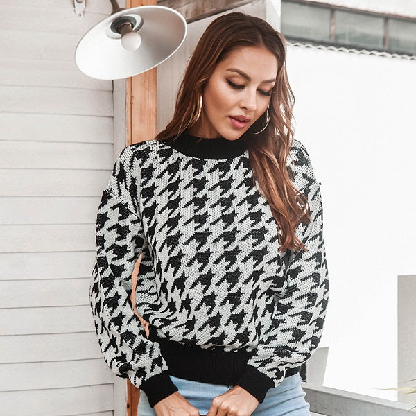 Chic Style Print Round Neck Knitwear