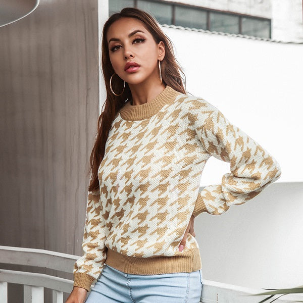 Chic Style Print Round Neck Knitwear
