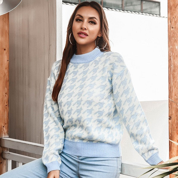 Chic Style Print Round Neck Knitwear