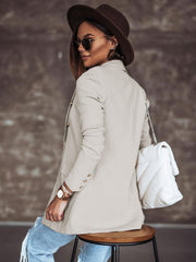 Chic Turndown Collar Double Breasted Slim Fit Blazer