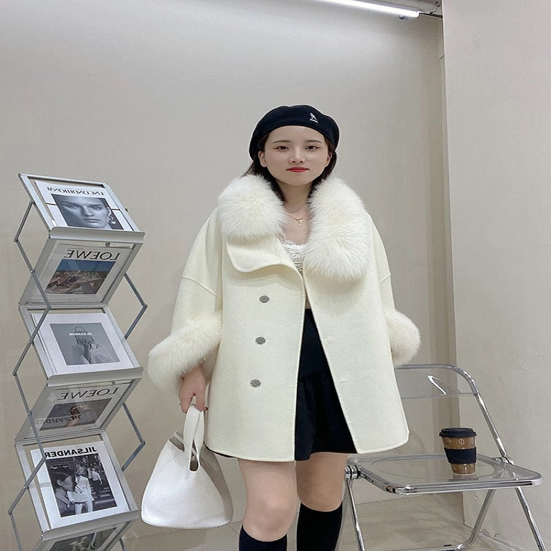 Chic lovely Woolen Double Sided Cashmere Coat