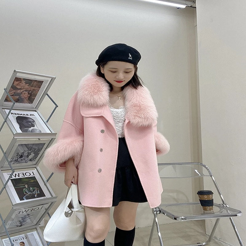 Chic lovely Woolen Double Sided Cashmere Coat