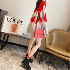 Christmas Loose Color Blocking Long Sleeve Knitwear