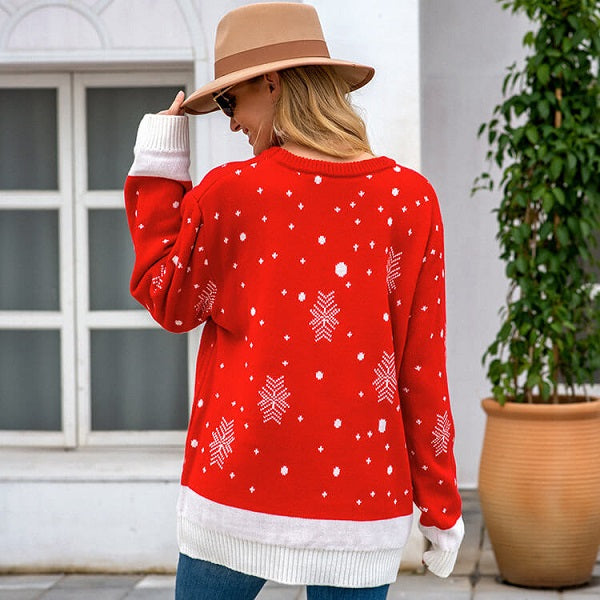 Christmas Reindeer Round Neck Long Sleeve Knitwear