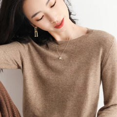 Classic Style Cashmere Round neck Long Sleeve Wool Sweater