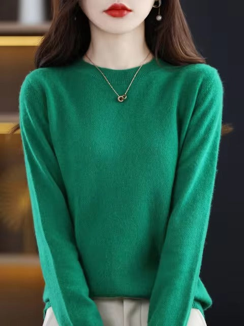Classic Style Cashmere Round neck Long Sleeve Wool Sweater