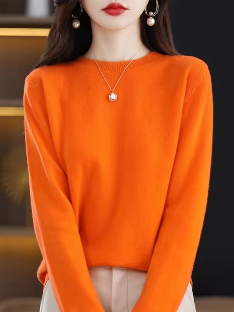 Classic Style Cashmere Round neck Long Sleeve Wool Sweater