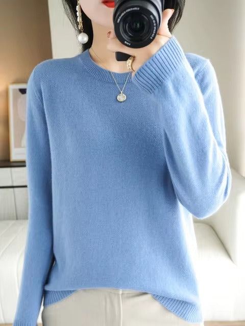Classic Style Cashmere Round neck Long Sleeve Wool Sweater