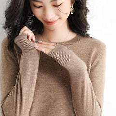Classic Style Cashmere Round neck Long Sleeve Wool Sweater