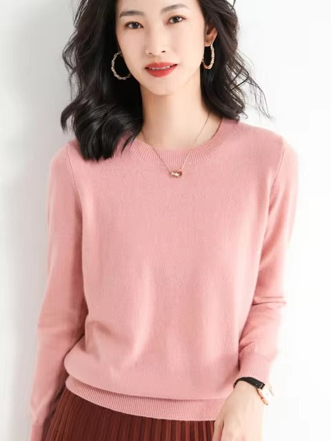 Classic Style Cashmere Round neck Long Sleeve Wool Sweater