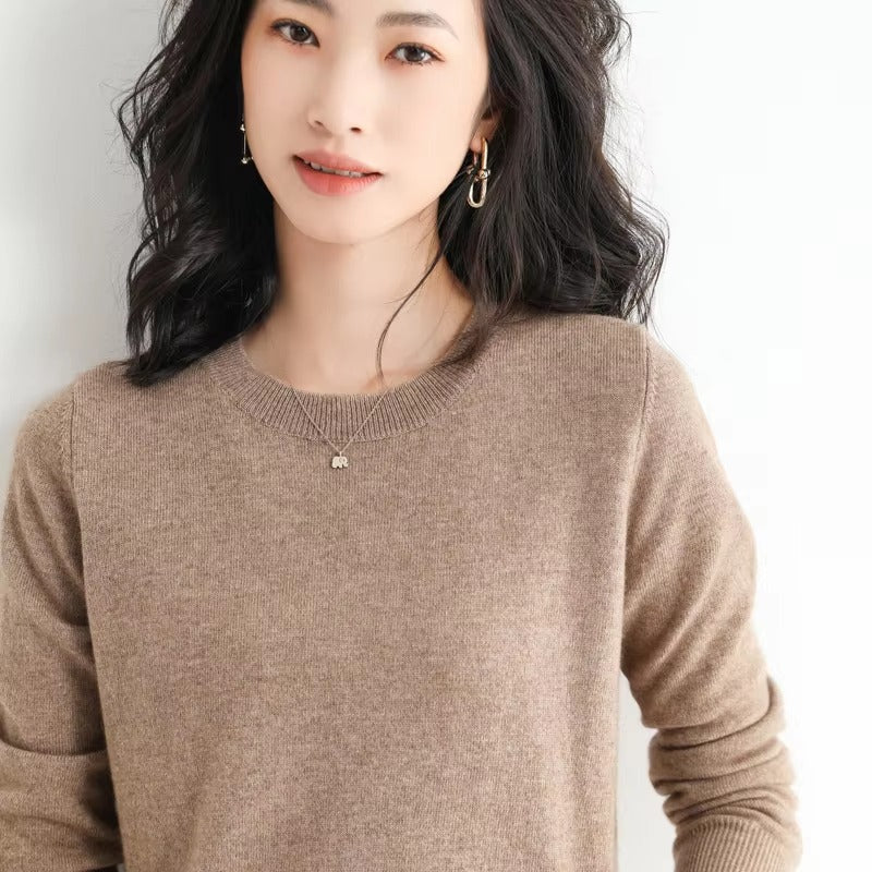 Classic Style Cashmere Round neck Long Sleeve Wool Sweater