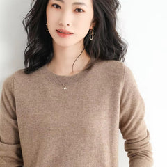 Classic Style Cashmere Round neck Long Sleeve Wool Sweater
