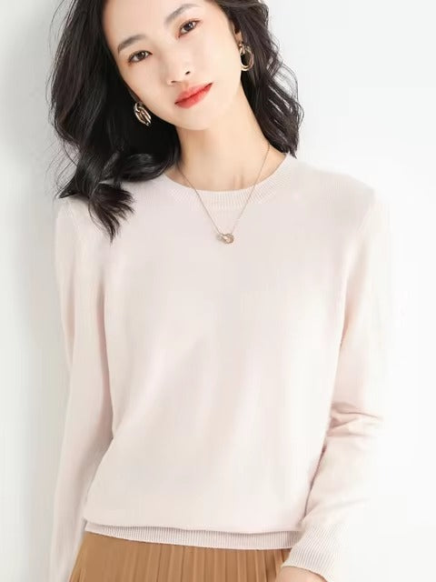Classic Style Cashmere Round neck Long Sleeve Wool Sweater