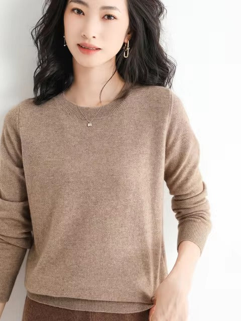 Classic Style Cashmere Round neck Long Sleeve Wool Sweater