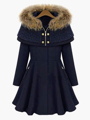 Coat Hooded Swing Coat With Detachable Cape petticoat Coat