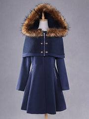 Coat Hooded Swing Coat With Detachable Cape petticoat Coat