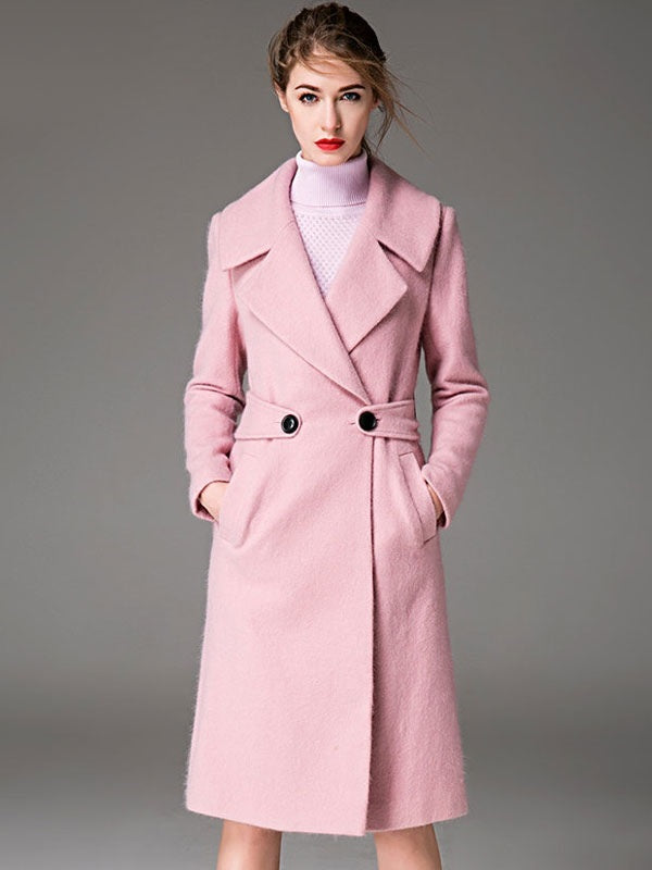 Coat Notch Collar Long Sleeve Wool Coats