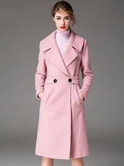Coat Notch Collar Long Sleeve Wool Coats