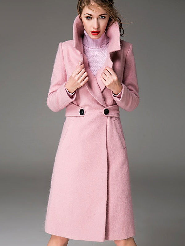 Coat Notch Collar Long Sleeve Wool Coats
