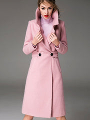Coat Notch Collar Long Sleeve Wool Coats