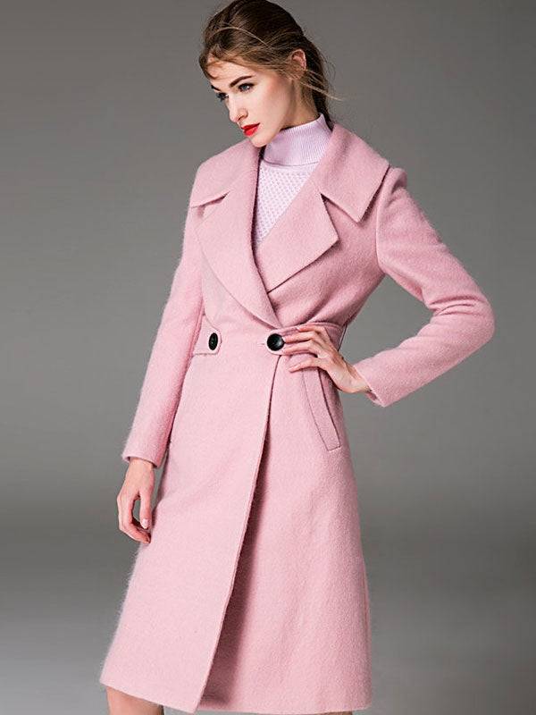 Coat Notch Collar Long Sleeve Wool Coats