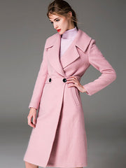 Coat Notch Collar Long Sleeve Wool Coats