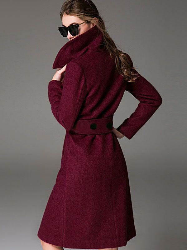 Coat Notch Collar Long Sleeve Wool Coats