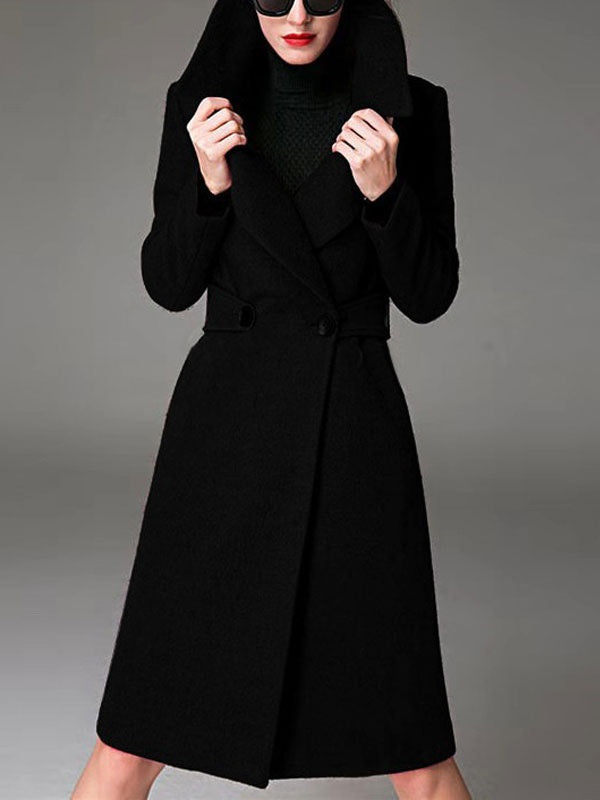 Coat Notch Collar Long Sleeve Wool Coats