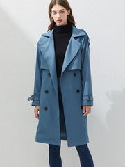 Coat Turndown Collar Long Sleeve Casual Trench Coats