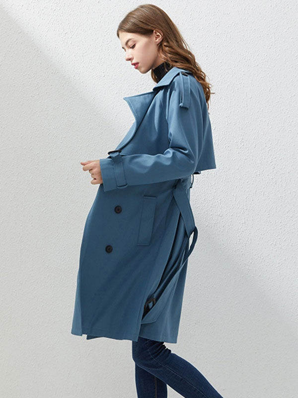 Coat Turndown Collar Long Sleeve Casual Trench Coats
